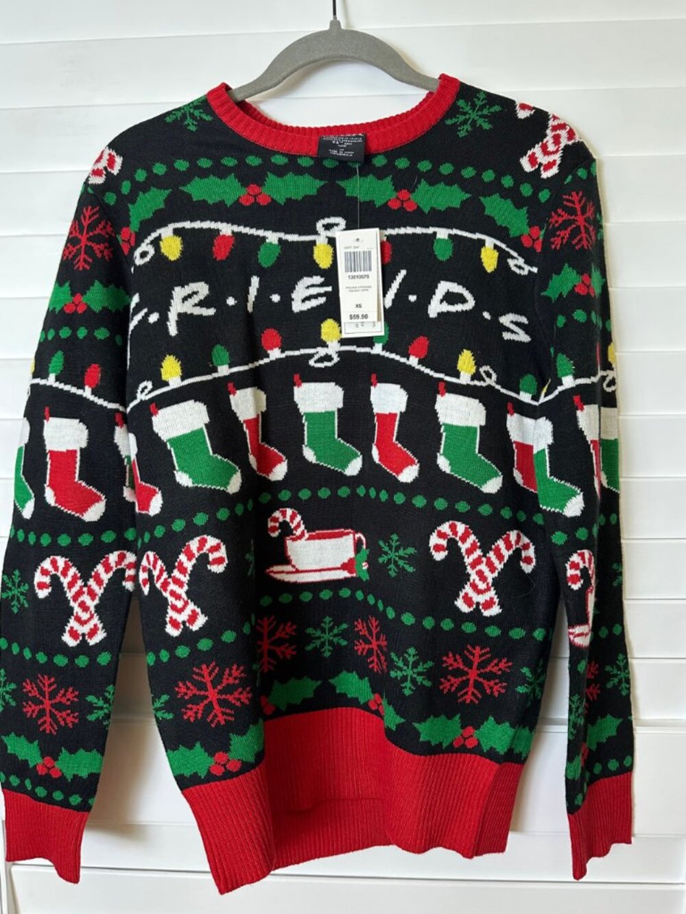 FRIENDS TV Show BoxLunch Ugly Christmas Sweater Black Knit Holiday